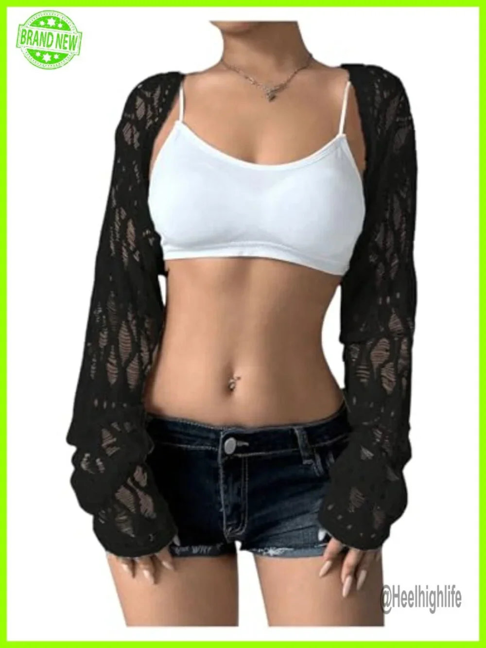 Crochet Cropped Shrug Bolero Hollow Out Knit Top Y2K Cardigan